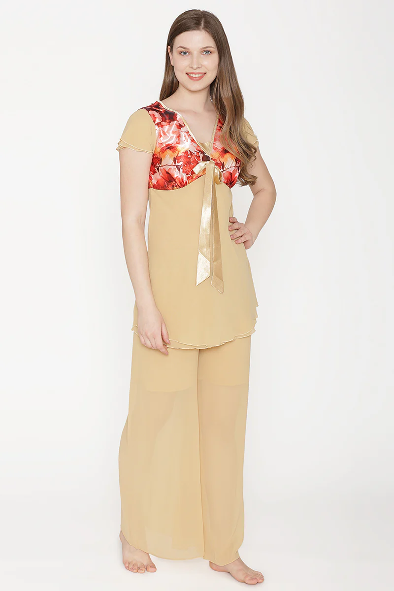 Private Lives Gold Chiffon Night suit - Image 3